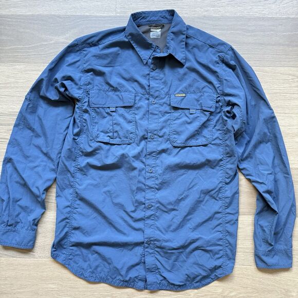 Columbia Shirt Men Large Tall Blue Titanium Performance Nylon Fishing Outdoor - Picture 1 of 9